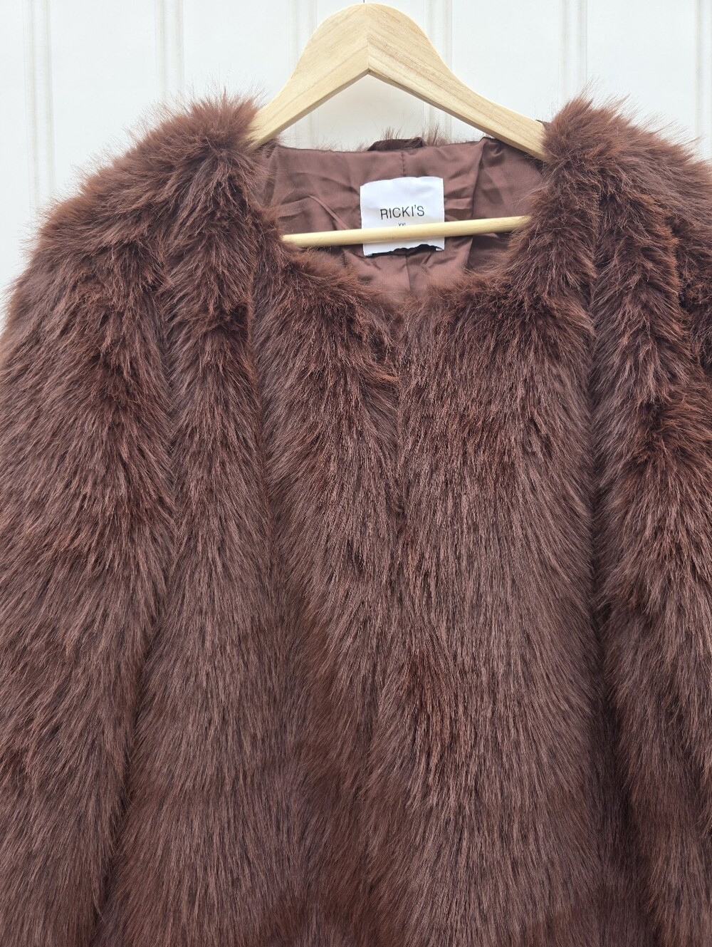 Ricki's Mia Faux Fur Shaggy Fluffy Brown Coat Womens XXL - Picture 2 of 10